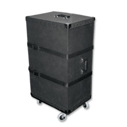 Telescoping type sample cases with rolling wheels for sales reps