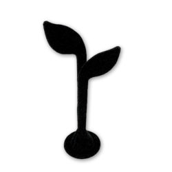 Black velvet leaf shape earring display stand 7 inches tall