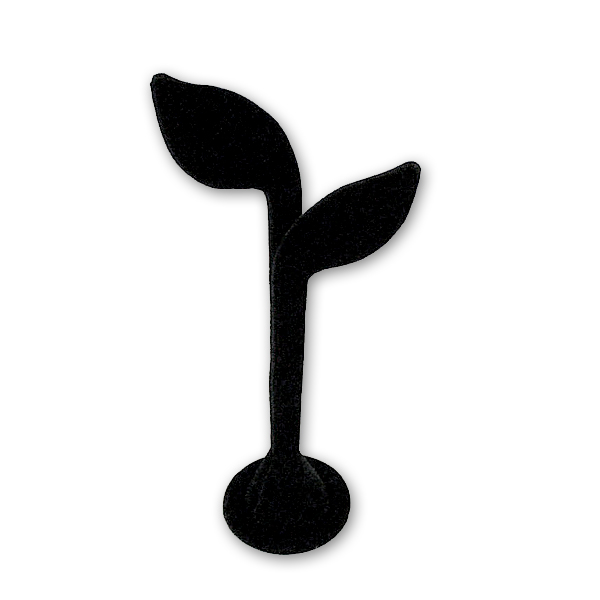 Black velvet leaf shape earring display stand 7 inches tall