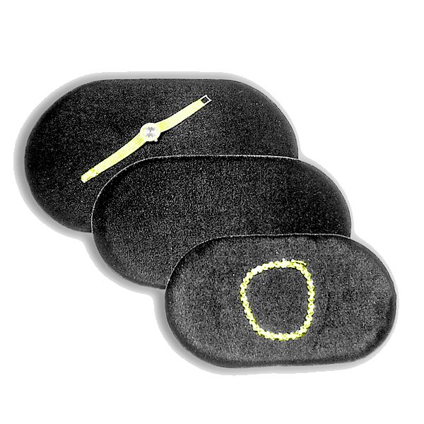 Black velvet padded jewelry display pad available in three sizes