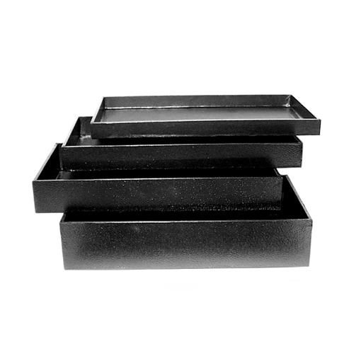 Black jewelry display trays 1 to 3 inch depths compatible with velvet inserts
