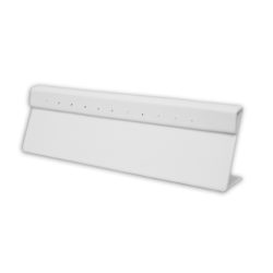 White leatherette 6-pair earring display 10 inch long 3 inch tall holds six pairs