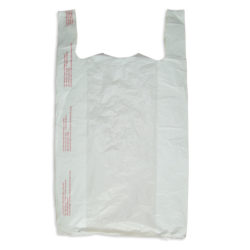 White t-shirt handle bags 15x7x25.5 inches for retail checkout