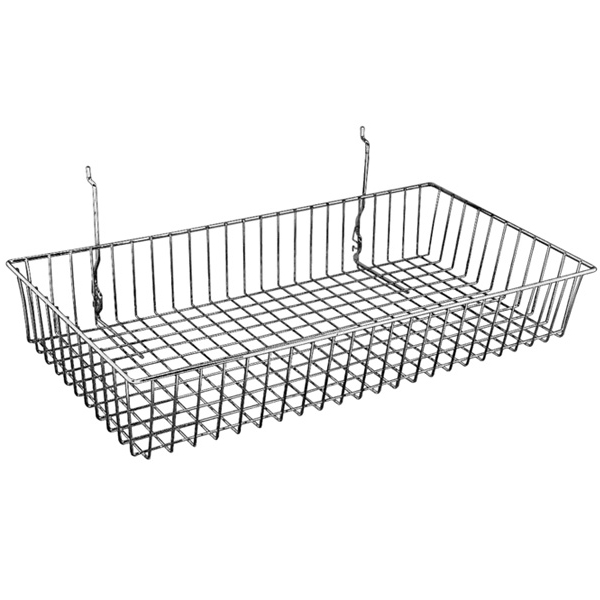 24 inch wide shallow wire basket for gridwall panel displays