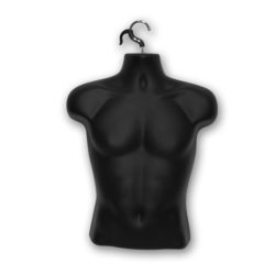 Injection molded mens shirt form for displaying men dress shirts and tops in retail stores