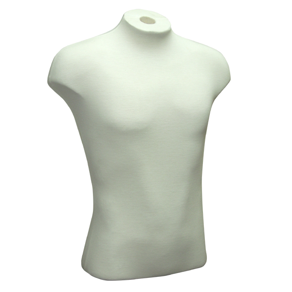 Cream classic muscular shirt form for displaying mens dress shirts and tops in retail stores