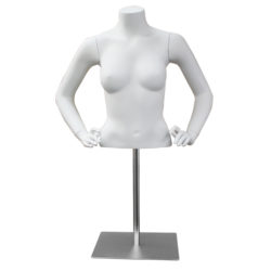 White headless half torso form for displaying tops blouses and womens apparel