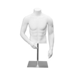 White male fiberglass half torso form for displaying shirts and menswear in retail stores