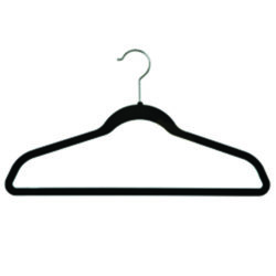 Flocked slim suit hangers with non-slip velvet coating for retail clothing display