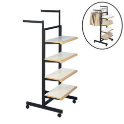 Black matte retail display unit with multiple levels