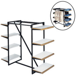Two sided merchandiser display unit in black matte finish