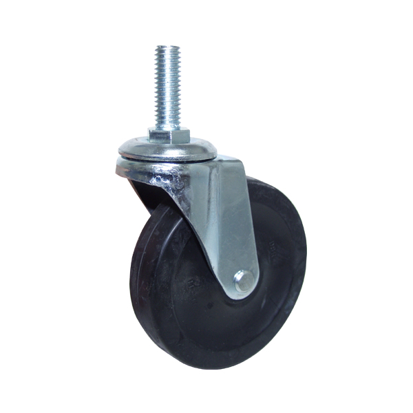 Ball bearing caster with nut for retail display fixtures and garment racks