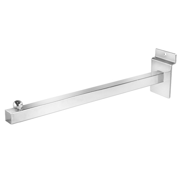 12 inch square tubing straight arm faceout for slatwall merchandise display