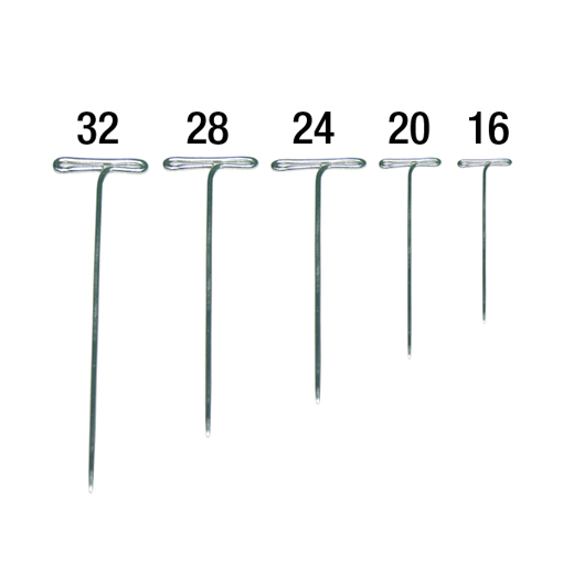 Steel T-pins for pinning fabric on mannequins and display forms
