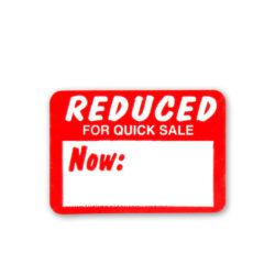 Printed adhesive tags with pre-printed price fields for retail merchandise