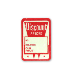 Discount price adhesive tag for retail markdown and promotional pricing