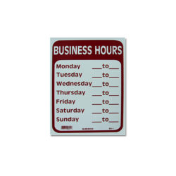 business hour sign for retail store door or window