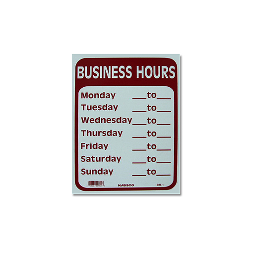 business hour sign for retail store door or window
