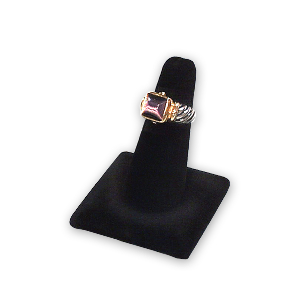 Black velvet single ring holder for jewelry counter display