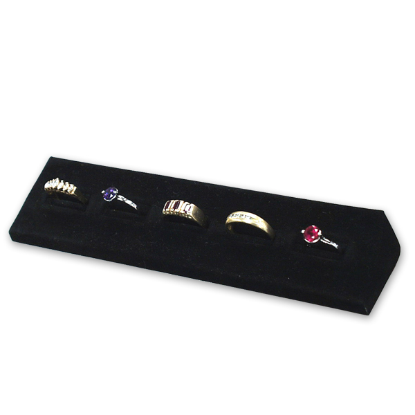 Black velvet 5 ring display lug jewelry holder