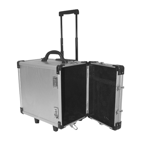 Rolling aluminum jewelry tray carrying case with retractable handle and wheels