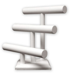 White leatherette 3-bar bracelet display 12 inch wide 13 inch tall three tiers