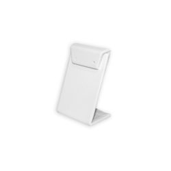 Small white leatherette earring display stand 3.375 inch tall for single pair