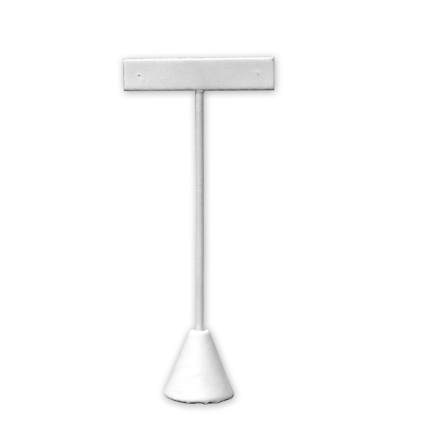 White leatherette earring display stand 5 inch tall for single pair of earrings