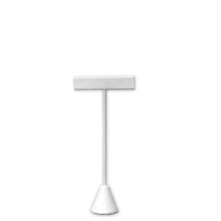 Compact white leatherette earring stand 4.5 inch tall for single pair display
