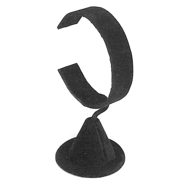 Black velvet single watch display stand countertop