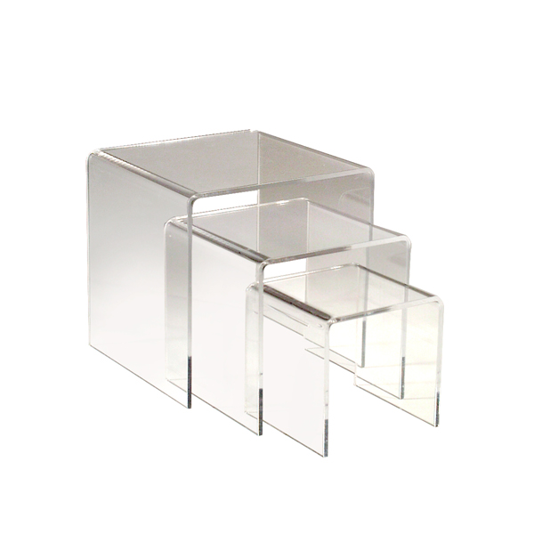 acrylic riser set of 3 clear display risers C379 graduated sizes for retail