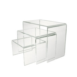 acrylic riser set of 3 clear display risers C381 graduated sizes for retail