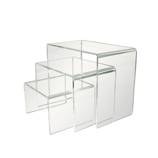 acrylic riser set of 3 clear display risers C381 graduated sizes for retail