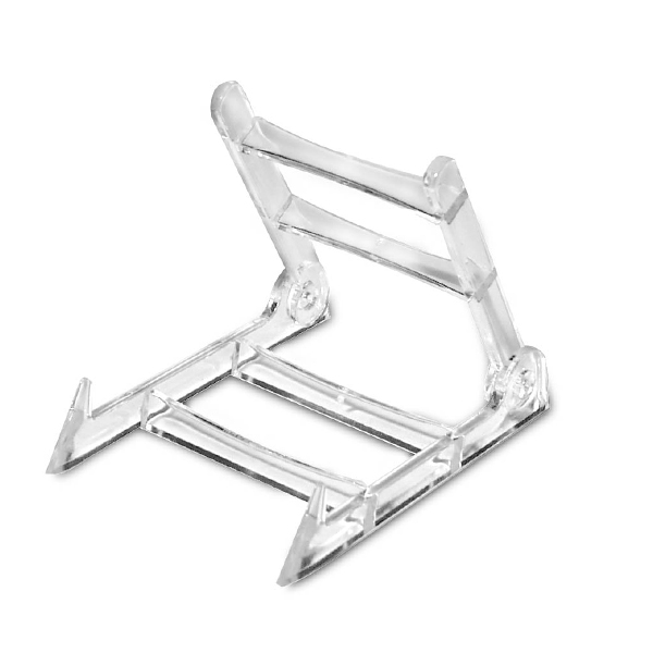 Clear plastic adjustable display easel for plates signs and artwork