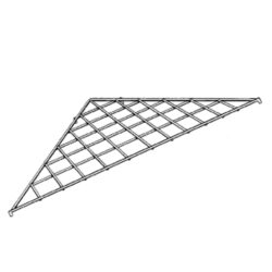 Triangle wire grid shelf for gridwall panels fits into corner gridwall display configurations