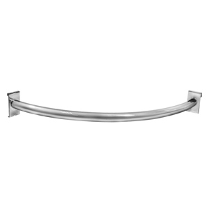 Quarter round hangrail for gridwall panels creating curved garment display rail