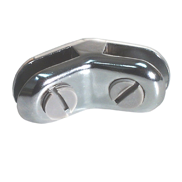 Chrome 2-way 120 degree glass connector for showcase panel assembly