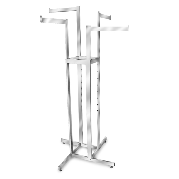 4 straight arms adjustable garment rack for retail