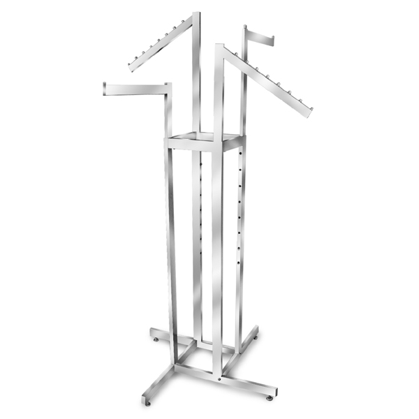 4 way adjustable garment rack with 2 slant and 2 straight arms