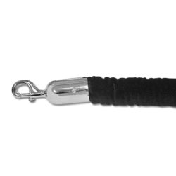 Velvet rope with chrome hooks for stanchion crowd control