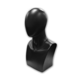 20" male display head – matte black wig and hat display form