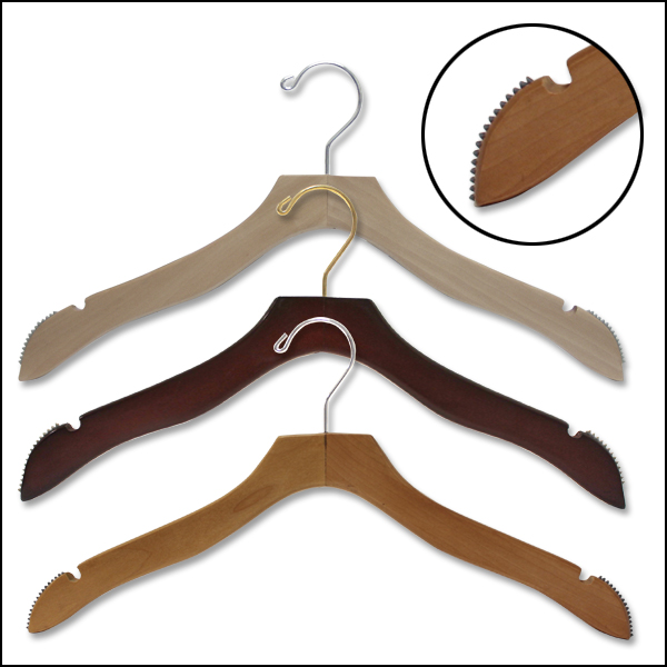 17" Wood Non Slip Hangers – retail display