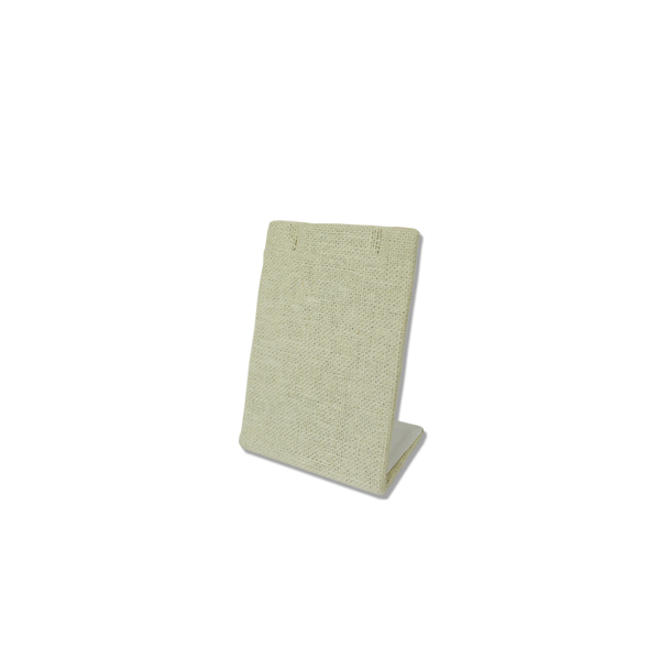 Linen covered earring display stand 2 inch wide 3 inch tall for single pair