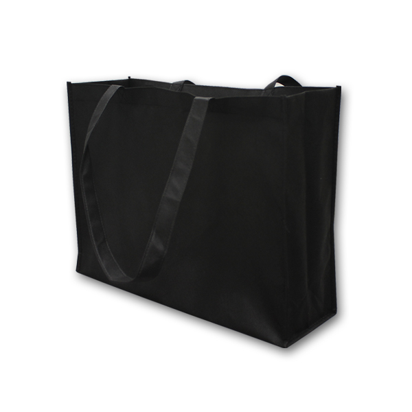 Black non-woven shopping bag 12x16x5 inches with handles for retail