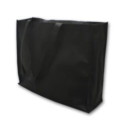 Black non-woven shopping bag 14x18x5 inches with handles for retail