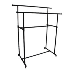 Pipe style double garment rack in matte black finish