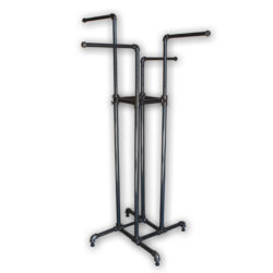 Pipe style 4 way garment rack in raw steel finish