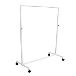 Pipe style rolling garment rack in white finish