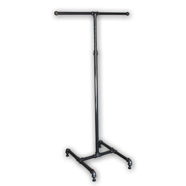 Pipe style 2 way garment rack in raw steel finish