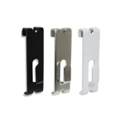 Single notch gridwall hook in black for secure merchandise display on gridwall panels